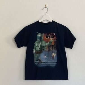 Vintage Star Wars Episode‎ II Jango Fett Navy Blue Graphic T-Shirt Kids